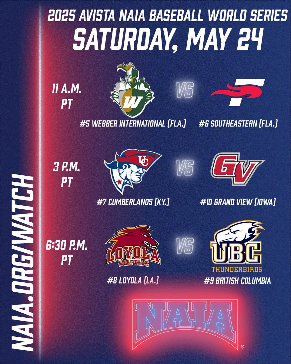 NAIA (@naia) on Twitter photo ⚾️
A rundown of today’s games at the Avista <a href="/NAIAWorldSeries/">Avista NAIA World Series</a>, and game notes to get you ready for the day!
📝 naia.org/sports/bsb/202…
Follow ➡️ naiastats.prestosports.com/sports/bsb/202…
#BattleForTheRedBanner #TheRightWayToPlay #NAIABaseball ⚾️
A rundown of today’s games at the Avista <a href="/NAIAWorldSeries/">Avista NAIA World Series</a>, and game notes to get you ready for the day!
📝 naia.org/sports/bsb/202…
Follow ➡️ naiastats.prestosports.com/sports/bsb/202…
#BattleForTheRedBanner #TheRightWayToPlay #NAIABaseball