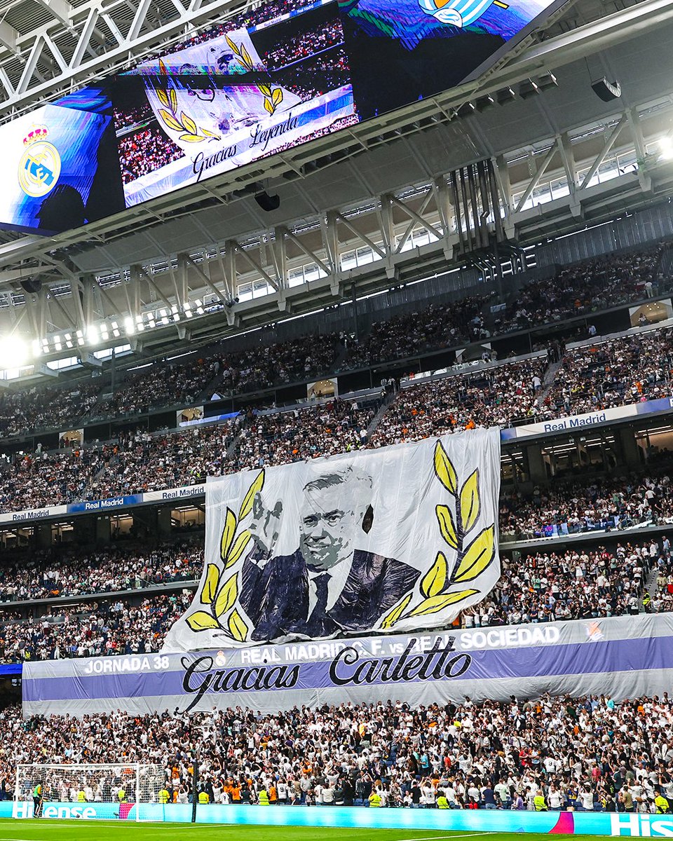 The Bernabéu salutes club legends Luka Modrić and Carlo Ancelotti 🤍