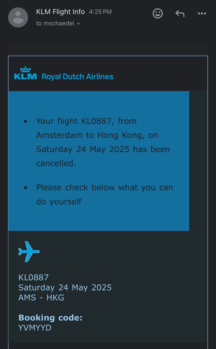 This is the new normal post Covid ⁦<a href="/KLM/">KLM</a>⁩  think they can just send a message like this and be off the hook