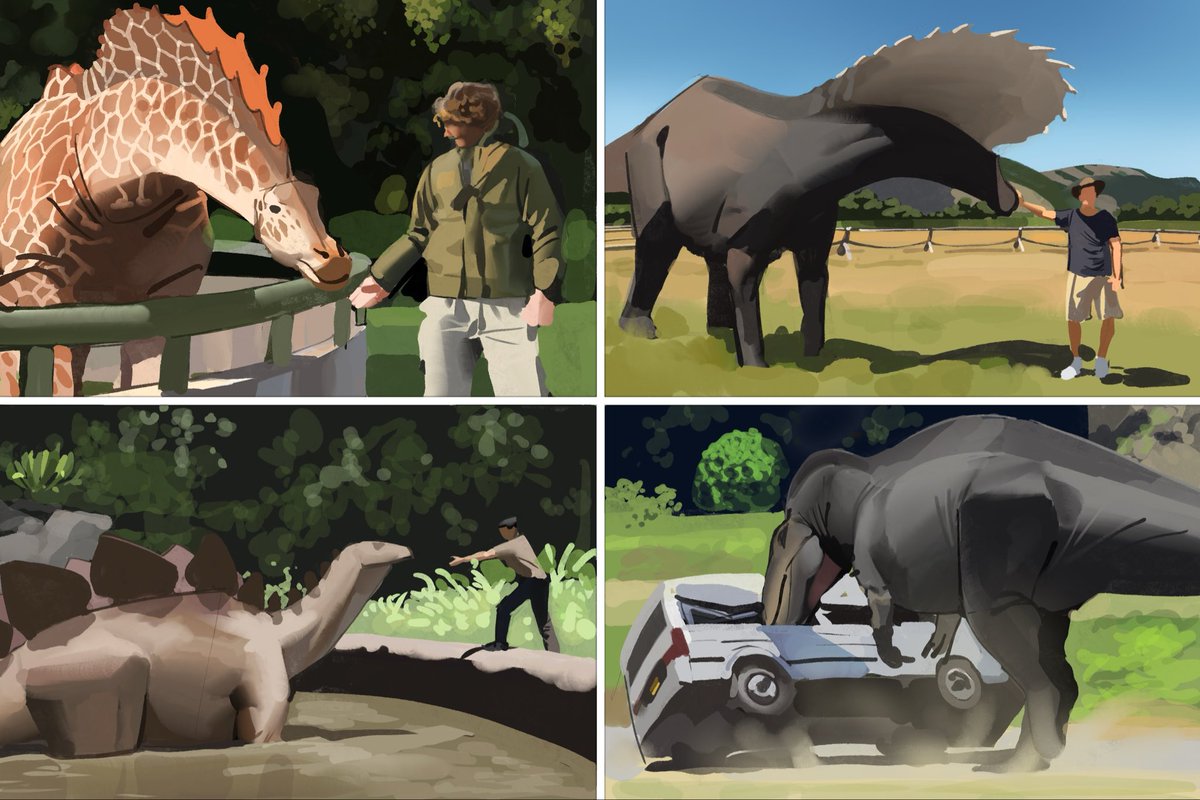 Kamitoge's tweet image. Results from this week’s #Paleostream
Amargasaurus, Bajadasaurus, Stegosaurus and Acrocanthosaurus