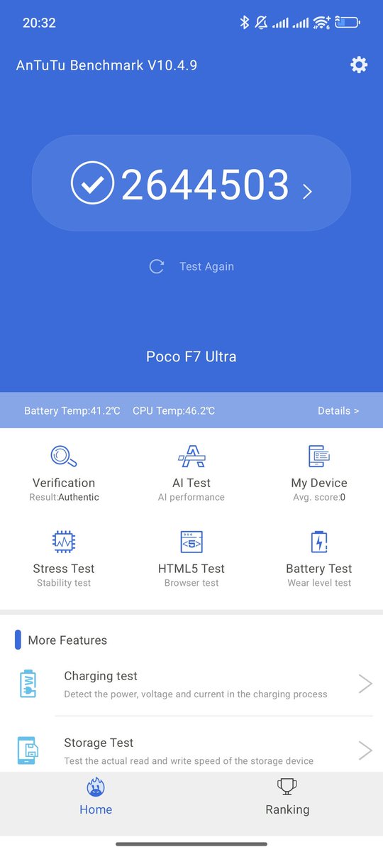 My POCO F7 Ultra antutu