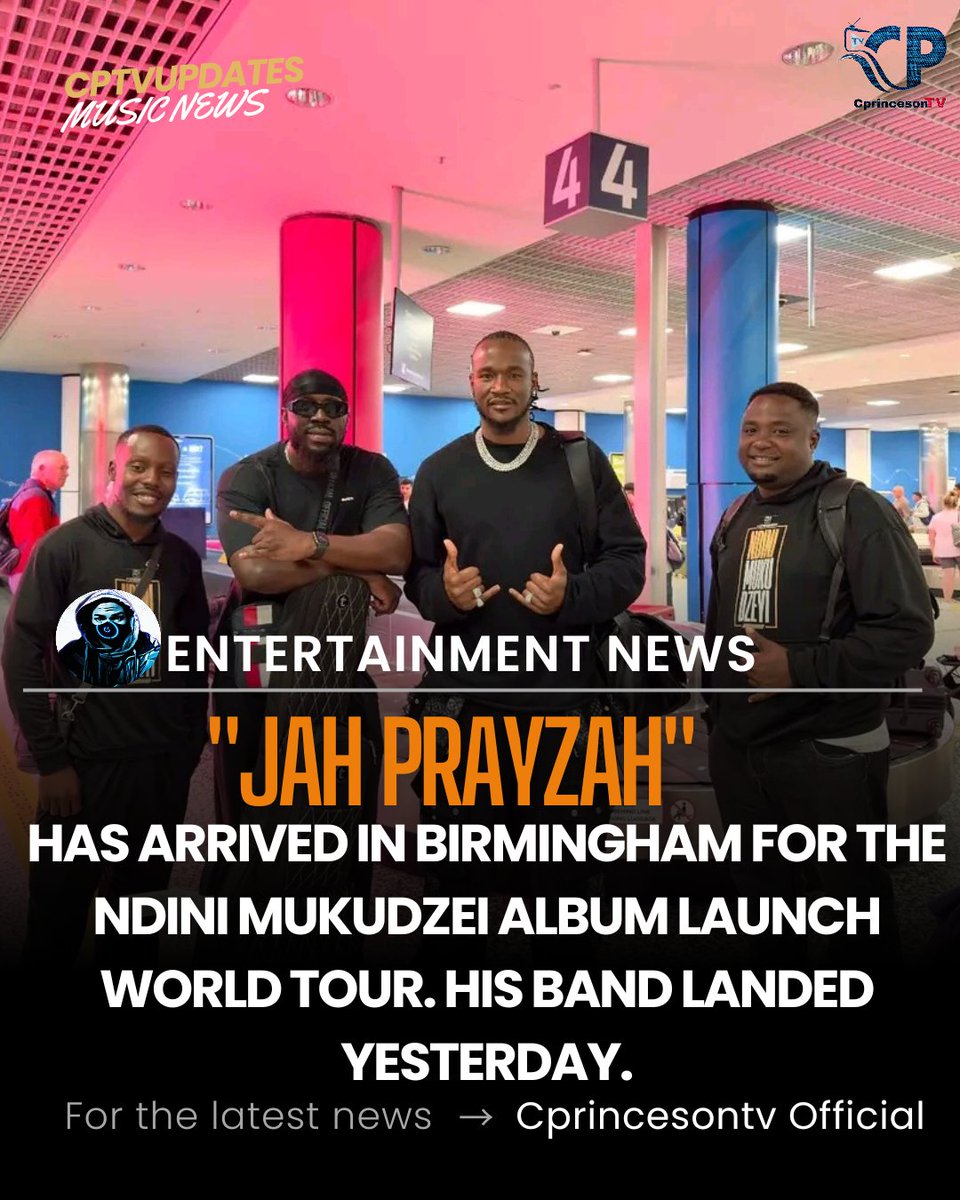 PCprinceson's tweet photo. Jah Prayzah has arrived in Birmingham for the Ndini Mukudzei Album Launch World Tour. His band landed yesterday.#cprincesontv #cptvupdates https://t.co/CVutRz7lDr