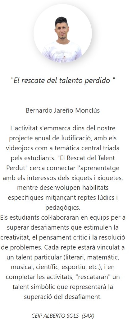<a href="/GVAeducacio/">GVA Educació</a> 💡Seguimos adelantándote lo que nos espera este lunes 26 en IV Jornadas BP 
👉 Aprendizaje de las matemáticas con el álbum de cromos en un CRA
👉 Transformación de espacios en secundaria
👉 Connectats con la UEO AACC
👉 El rescate del talento perdido, toda una aventura de centro