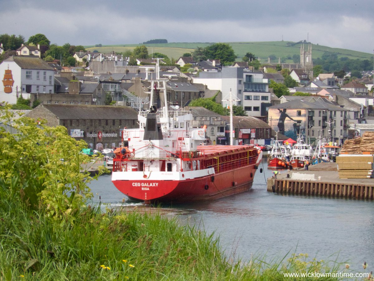 Ceg Galaxy arriving at Wicklow Port from the Mersey this morning, to load out round timber up river.