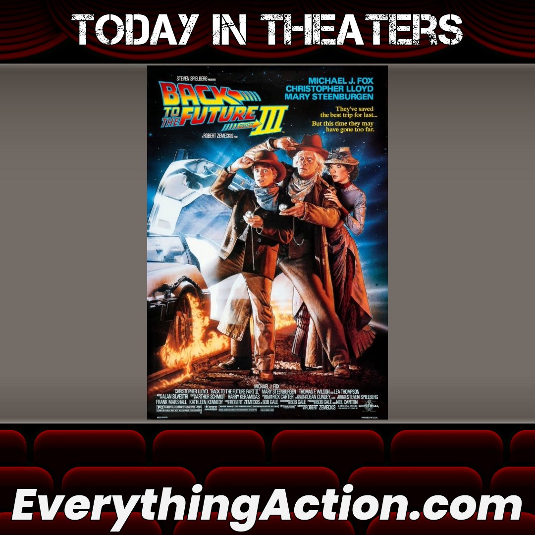 evaction's tweet image. Audiences  time-traveled one last time with Marty and Doc 35 years ago when  #BacktotheFuturePartIII opened on May 25th, 1990 #MichaelJFox  #ChristopherLloyd #MarySteenburgen #ThomasFWilson #LeaThompson  #ElisabethShue #JamesTolkan #RobertZemeckis #BobGale #MartyMcFly #DocBrown