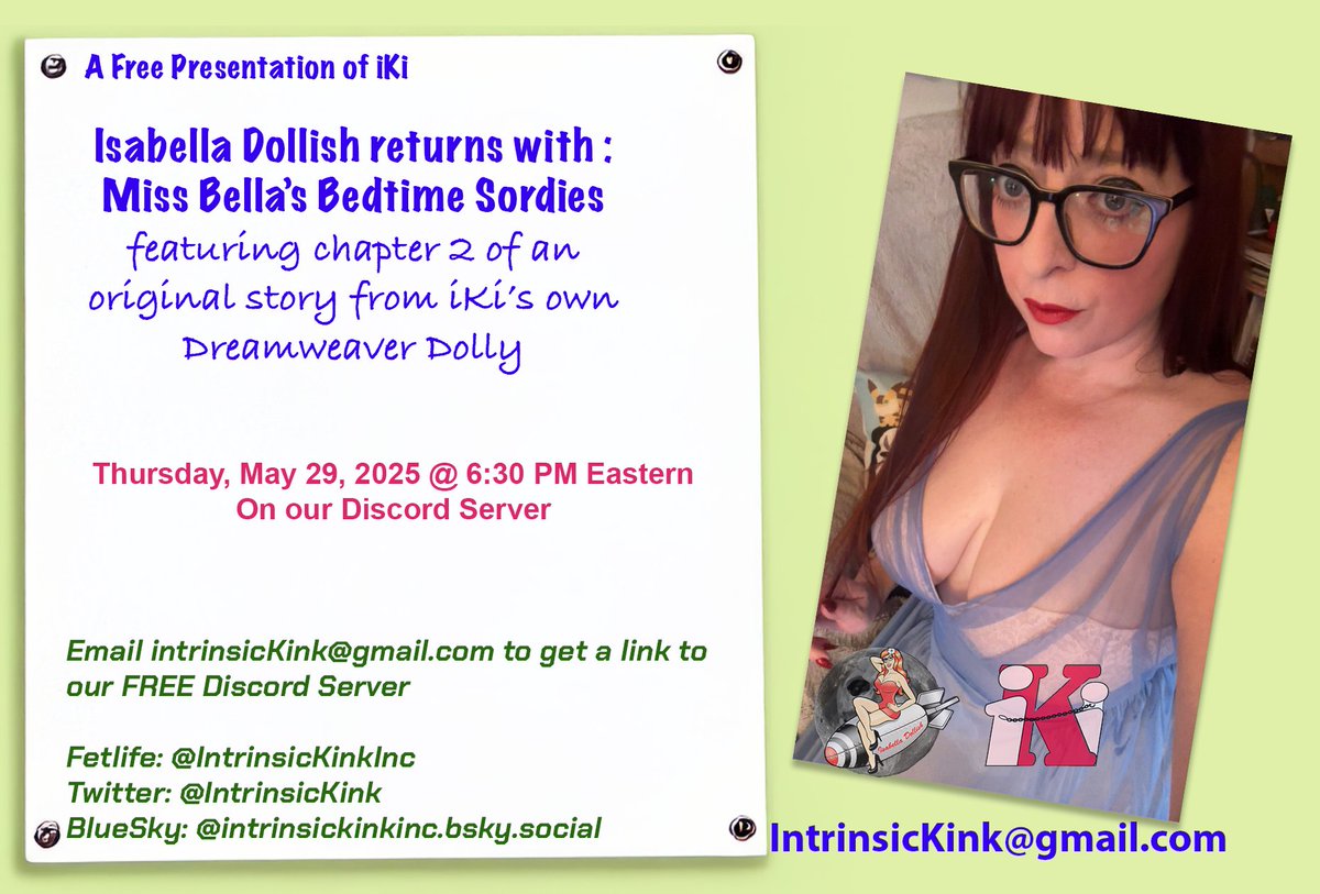 Intrinsic Kink Inc. (@intrinsickink) on Twitter photo Join <a href="/IsabellaDollish/">Isabella Dollish Europe Tour July โ25</a> on our Discord Server Thursday, May 29, 2025 @ 6:30 PM EDT for her latest edition of "Miss Bella's Bedtime Sordies". Featuring original erotica from our own <a href="/DreamW34ver/">๐ญdreamweaver dolly๐ญ</a>.
Also check out our other Resident iKi Pros <a href="/ChatonNyx/">Ava Nyx ๐ค๐ผ</a> and <a href="/NicholeThorneIN/">Nichole Thorne ๐ฅ</a> Join <a href="/IsabellaDollish/">Isabella Dollish Europe Tour July โ25</a> on our Discord Server Thursday, May 29, 2025 @ 6:30 PM EDT for her latest edition of "Miss Bella's Bedtime Sordies". Featuring original erotica from our own <a href="/DreamW34ver/">๐ญdreamweaver dolly๐ญ</a>.
Also check out our other Resident iKi Pros <a href="/ChatonNyx/">Ava Nyx ๐ค๐ผ</a> and <a href="/NicholeThorneIN/">Nichole Thorne ๐ฅ</a>