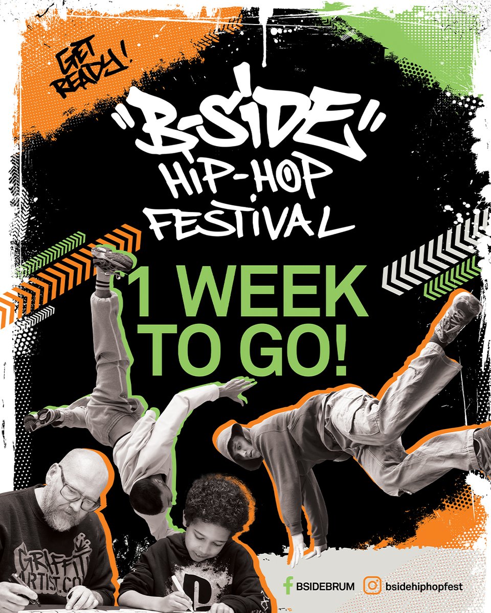 1 week to go until we celebrate all things Hip-Hop with B-SIDE Hip-Hop Festival 🎉 

Witness dance battles, graffiti, DJs and more at this FREE festival from Fri 30 May - Sun 1 Jun 🤸💥

Check it out 👉 bit.ly/3RdBoUv