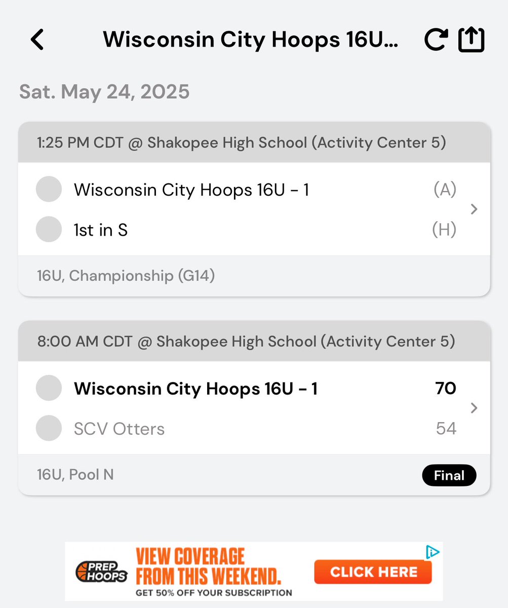City Hoops 16U off to a strong start at #PHHardWorkRegionFinals with a 70-54 win!  Next game at 1:25! <a href="/PHCircuit/">Prep Hoops Circuit 🏀</a> 
#GoCity 🏀