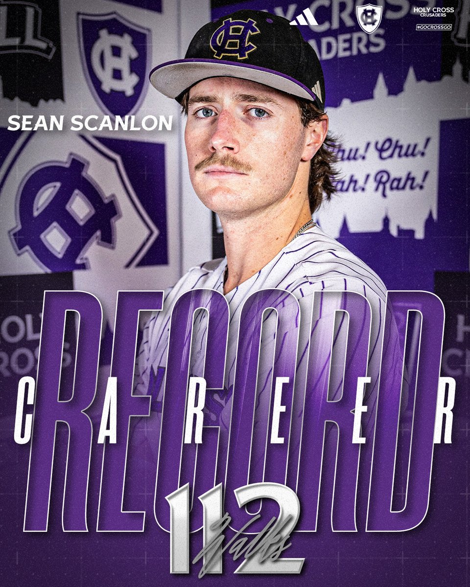 Holy Cross Baseball (@hcrossbaseball) on Twitter photo In the seventh inning of game two of the Patriot League championship series, <a href="/Seanscan1on/">Sean Scanlon</a> became the program's all-time leader in walks, passing Peter Colombo (1976-1979) 👀⚾️
#GoCrossGo In the seventh inning of game two of the Patriot League championship series, <a href="/Seanscan1on/">Sean Scanlon</a> became the program's all-time leader in walks, passing Peter Colombo (1976-1979) 👀⚾️
#GoCrossGo