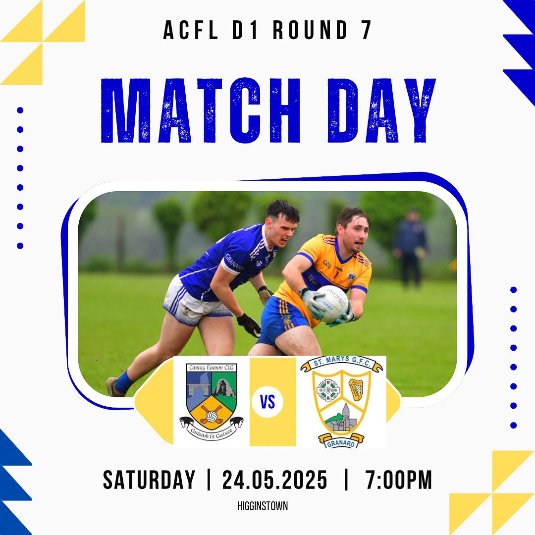 🚨GAME DAY‼️

Massive game in All County Football League this evening  away to Granard @7 🏐🇺🇦 Best of luck to the team and management 🙌 All support is greatly appreciated 💙💛
