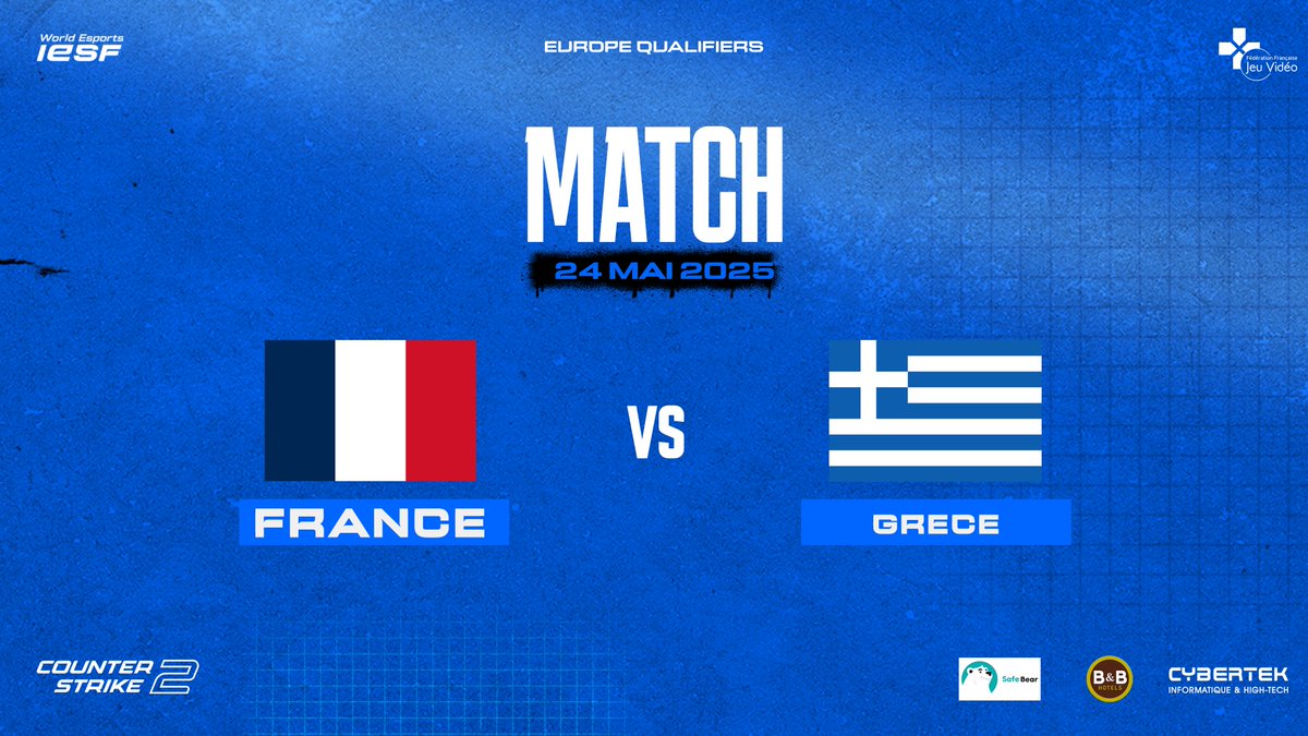 Derby français aujourd'hui 🥐avec 2 match à suivre pour la team 🇫🇷 #France le premier match sera contre la 🇬🇷 Grèce à suivre en direct sur twitch.tv/ffjv_officiel