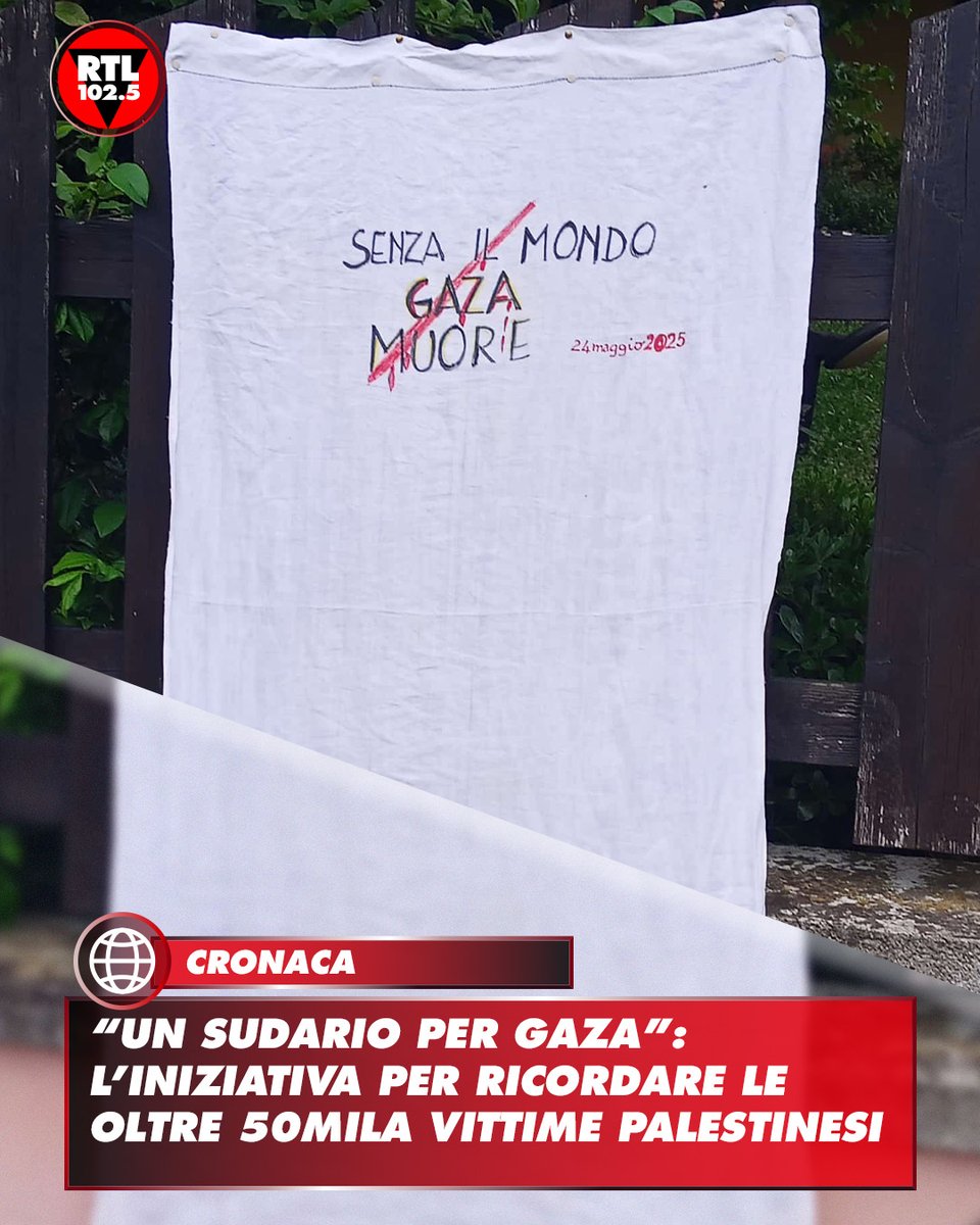 rtl1025's tweet photo. 📌 Si intitola “Un #sudario per #Gaza” la mobilitazione lanciata dal rettore dell’Università per Stranieri di Siena Tomaso #Montanari e dalla giornalista Paola #Caridi per ricordare le oltre 50mila vittime, tra cui donne e bambini, a Gaza dal 7 ottobre 2023.
Per tutta la giornata di oggi i cittadini sono esortati a esporre o scendere in piazza con un lenzuolo bianco, simbolo del sudario in cui vengono avvolti i corpi delle vittime palestinesi.