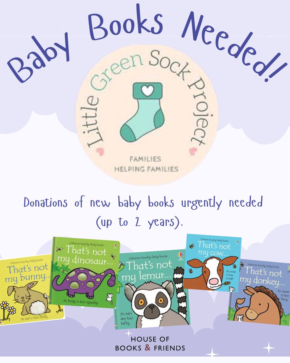 Little Green Sock Project help families in Trafford with essential items, making sure no child goes without. 

House of Books &amp; Friends will be selecting books for Little Green Sock Project funded by your generous donations.

Link here to donate: bit.ly/4mvrFXU 💛🧦