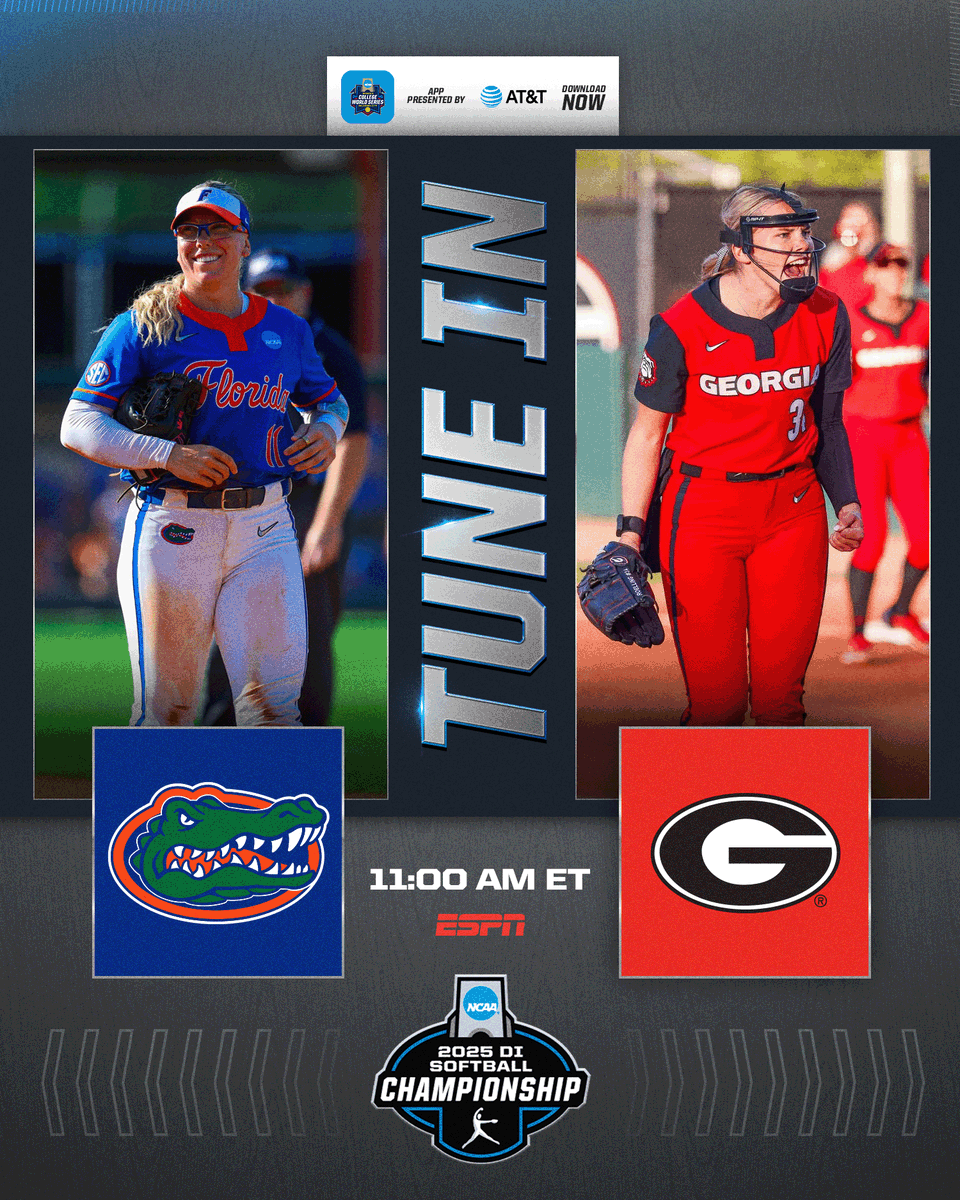 NCAA Softball (@ncaasoftball) on Twitter photo π₯ TUNE IN π₯
(3) <a href="/GatorsSB/">Gators Softball</a>
π
<a href="/UGASoftball/">Georgia Softball</a>
β° 11:00 AM ET
πΊ ESPN
π² on.ncaa.com/WCWSApp
#RoadToWCWS π₯ TUNE IN π₯
(3) <a href="/GatorsSB/">Gators Softball</a>
π
<a href="/UGASoftball/">Georgia Softball</a>
β° 11:00 AM ET
πΊ ESPN
π² on.ncaa.com/WCWSApp
#RoadToWCWS