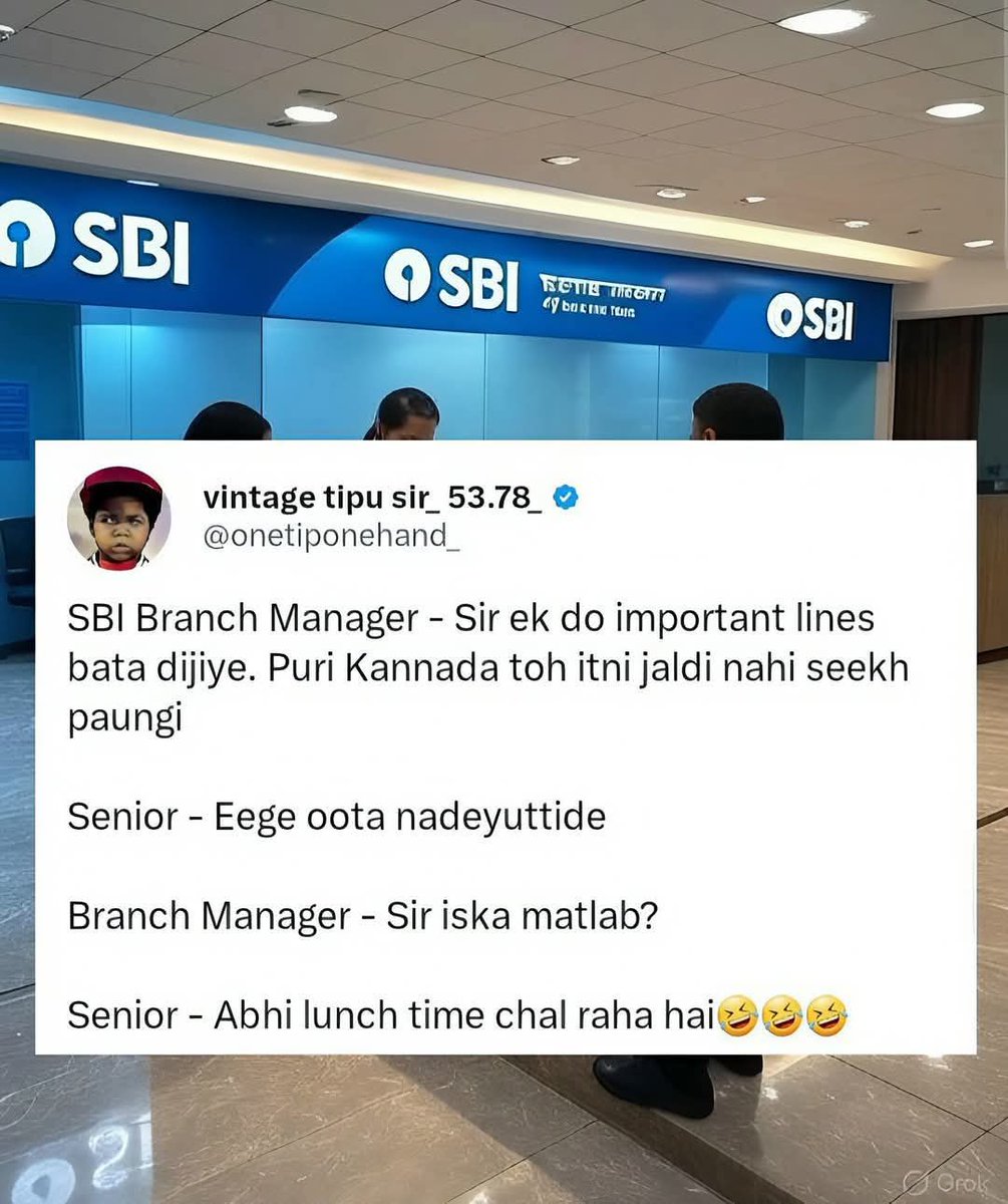 The best solution to the problem of Kannada language in banks!
<a href="/BankerInsights/">विपक्ष</a> you colleagues in Karnataka can use this!
Same is true for languages too🤣