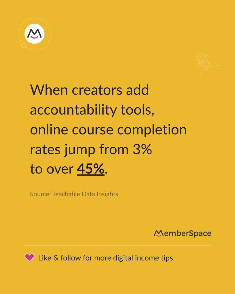 memberspace's tweet image. Your course isn’t boring—people just need a lil’ push. Add a progress bar, a check-in email, or a group chat. #OnlineCourses #CourseDesign #CreatorTools
