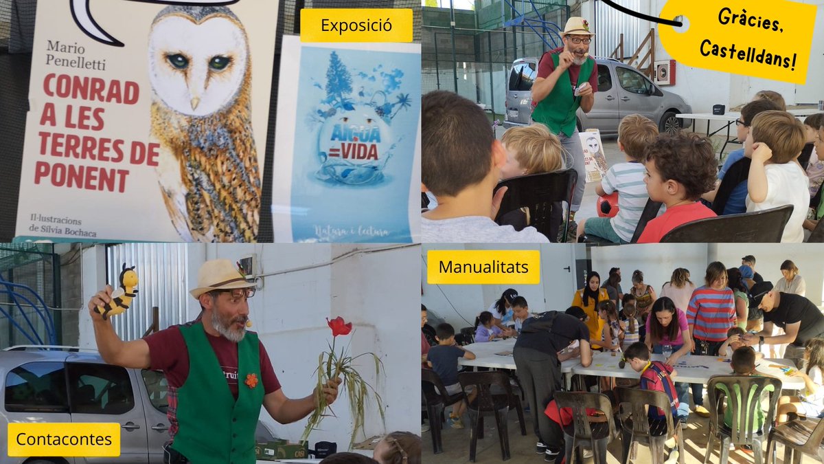 Ahir divendres, en el marc del projecte "Aigua=Vida, Natura i lectura" impulsat per la Central de biblioteques de Lleida, el nostre Conrad va visitar Castelldans. Endevineu com es diu l'alcalde d'aquest poble de les Garrigues? 🤗🍀🐝