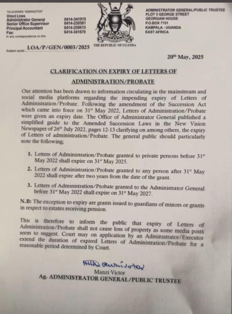 Maklaid2's tweet photo. Legal Reminder:
Grants of Probate or Letters of Administration issued to private persons before 31st May 2022 shall expire on 31st May 2025. https://t.co/d39MhuIkeM