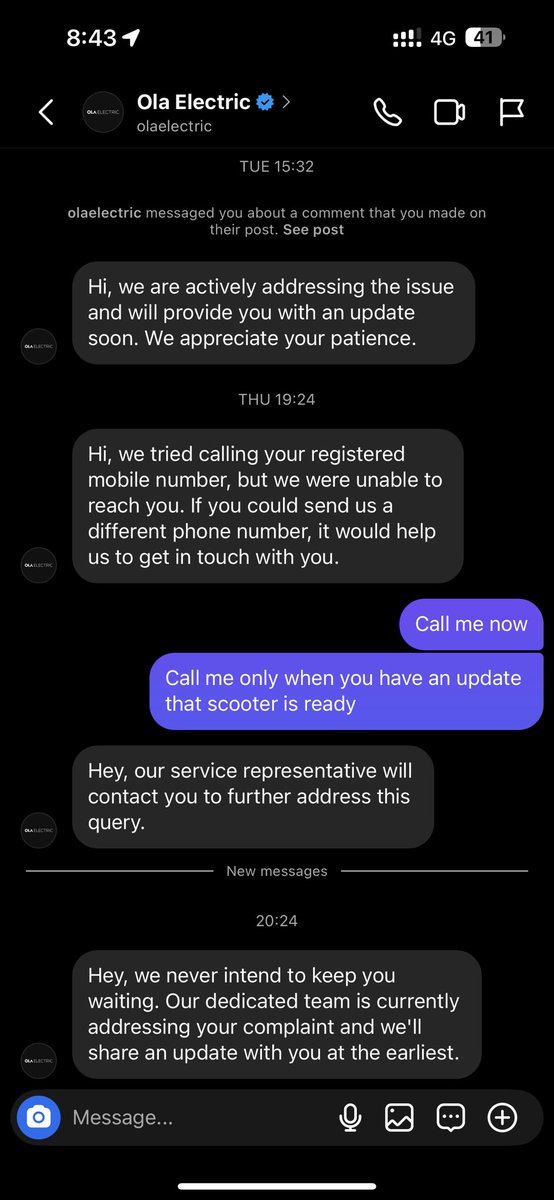rickholic11's tweet photo. @OlaElectric Copy pasting replies. Vehicle on service since 14 days. 5 month se servicing nahi mili. Suspension is leaking @OlaElectric @bhash hence i say Ola Electric se dur raho✅ https://t.co/uyejJmPRpq