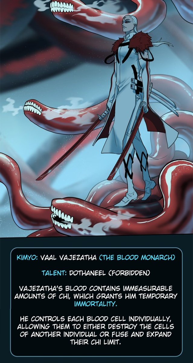 ORDEALIST_7's tweet photo. First Talent profile we're getting for Vaal. Are we about to see his end?
That aside, it's interesting Brent used the term "immeasurable" rather than "infinite" when addressing Vaal's Chi pool.
#OrdealWebtoon #Ordealist #TheShadow #BloodMonarch #Ilios #CheHeart https://t.co/25KIgg6BmI