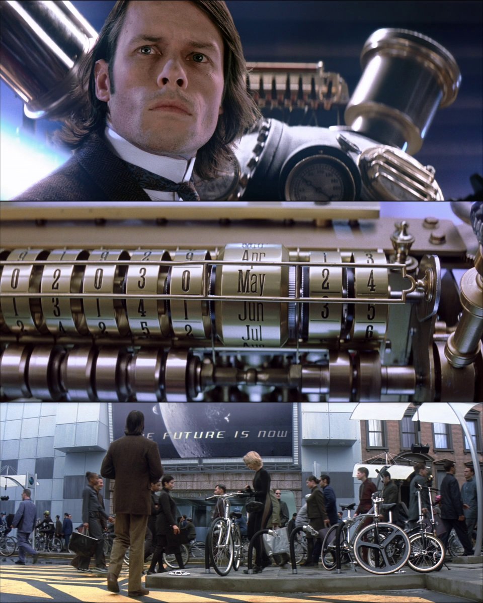 May 24th 2030 - Dr. Alexander Hartdegen (Guy Pearce) arrives in the future, seeking answers on how to change the past, so he can save fiancée, Emma.

📽️📅 The Time Machine (2002)