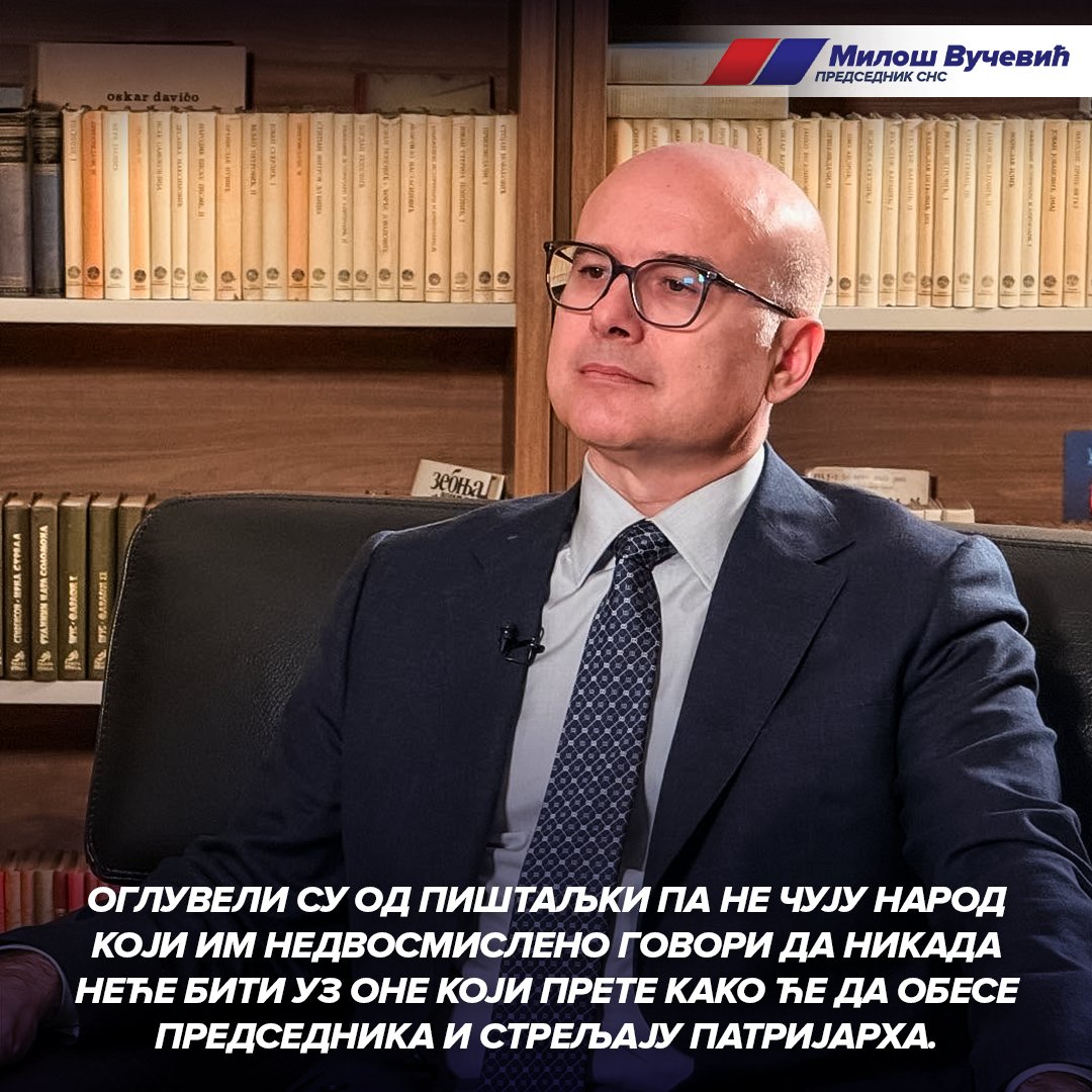 СНС СРБИЈА (@sns_srbija) on Twitter photo Оглувели су од пиштаљки па не чују народ који им недвосмислено говори да никада неће бити уз оне који прете како ће да обесе председника и стрељају патријарха. 🇷🇸🇷🇸🇷🇸 <a href="/milos_vucevic/">Милош Вучевић</a> #SNS #Srbija Оглувели су од пиштаљки па не чују народ који им недвосмислено говори да никада неће бити уз оне који прете како ће да обесе председника и стрељају патријарха. 🇷🇸🇷🇸🇷🇸 <a href="/milos_vucevic/">Милош Вучевић</a> #SNS #Srbija