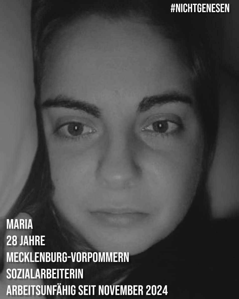 NichtGenesen's tweet photo. Drei Gesichter. Drei junge Leben. Keine Zukunft.

Maria – 28 – Sozialarbeiterin – arbeitsunfähig seit 11/2024.
Timo – 23 – Student - studierunfähig seit 06/2024.
Lea – 21 – Physiotherapeutin in Ausbildung - arbeitsunfähig seit 07/ 2024 .

Sie wollen arbeiten. Sie können nicht.
Und keiner redet darüber. Keine Forschung, keine Anerkennung, keine Hilfe.

#NichtGenesen
#WenInteressierts?
#GenerationVergessen
#MECFS
#LongCovid
#PostVac
#KrankUndAllein 
#Fachkräftemangel 
#Wirtschaft 
#Rezession