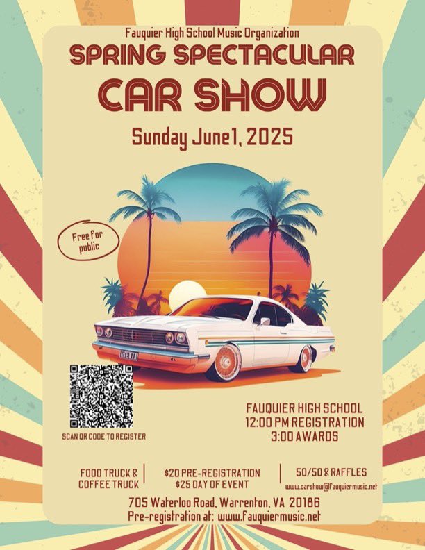 Fauquier Music Car Show — SPRING SPECTACULAR — Sun., June 1. Show Details &amp; Sponsor Info: fauquiermusic.net/post/annual-ca…