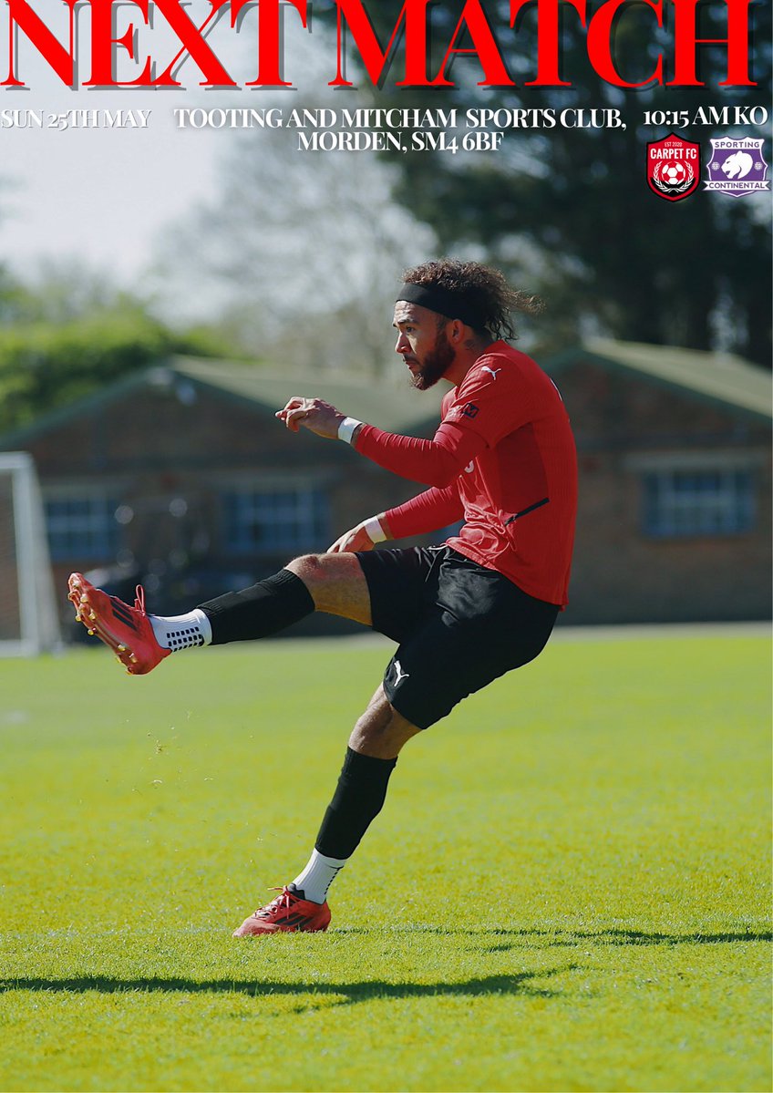 Carpet Football (@carpet_fc) on Twitter photo FINAL GAME OF THE SEASON‼️
The boys face <a href="/Spcontinental/">Sporting Continental FC</a> at our local ground Tooting and Mitcham, get there for a 10:15 KO; It's gonna be exciting 😮💨⚽️!
#matchday #soccer FINAL GAME OF THE SEASON‼️
The boys face <a href="/Spcontinental/">Sporting Continental FC</a> at our local ground Tooting and Mitcham, get there for a 10:15 KO; It's gonna be exciting 😮💨⚽️!
#matchday #soccer