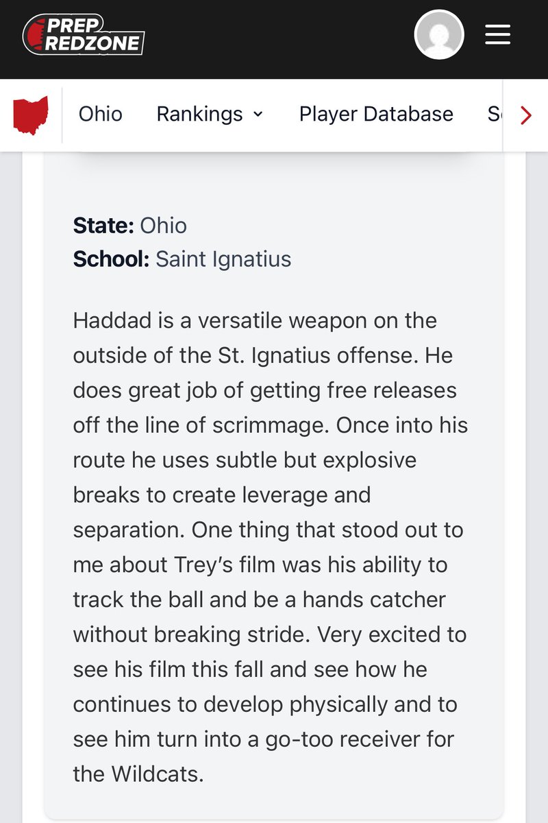 Trey Haddad (@treyhaddad3) on Twitter photo Thank you <a href="/PrepRedzoneNext/">Prep Redzone 𝙉𝙀𝙓𝙏 🏈</a> for the write up and ranking. Looking forward to putting in work this summer. #AMDG
<a href="/JaredLuginbill/">Jared Luginbill</a> <a href="/WildcatRecruit/">IgnatiusFBRecruiting</a> <a href="/gobigrecruiting/">Go Big Recruiting</a> <a href="/PrepRedzoneOH/">Prep Redzone Ohio</a> <a href="/AllenTrieu/">Allen Trieu</a> Thank you <a href="/PrepRedzoneNext/">Prep Redzone 𝙉𝙀𝙓𝙏 🏈</a> for the write up and ranking. Looking forward to putting in work this summer. #AMDG
<a href="/JaredLuginbill/">Jared Luginbill</a> <a href="/WildcatRecruit/">IgnatiusFBRecruiting</a> <a href="/gobigrecruiting/">Go Big Recruiting</a> <a href="/PrepRedzoneOH/">Prep Redzone Ohio</a> <a href="/AllenTrieu/">Allen Trieu</a>
