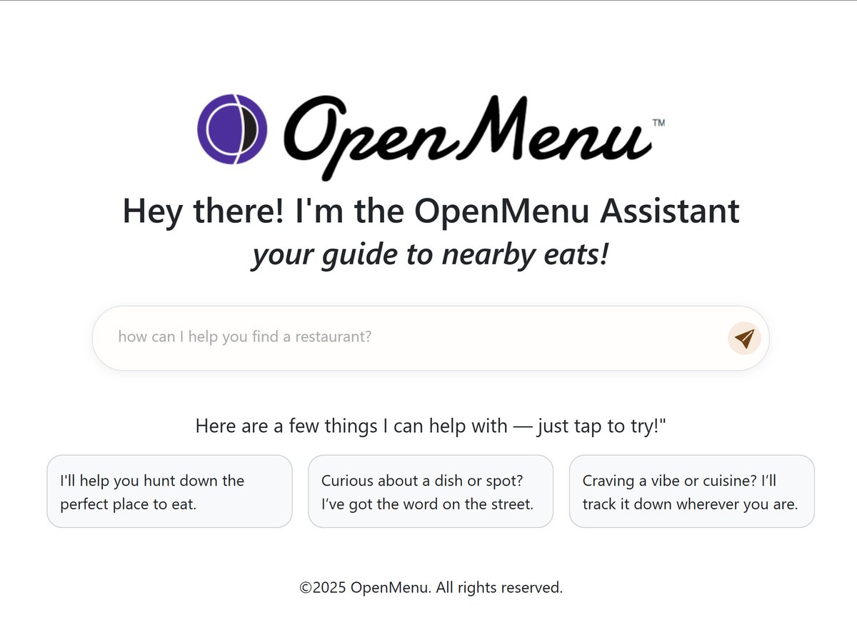 OpenMenu's tweet image. It's here, it's new, it's the perfect assistant for all things restaurant. Check out the new openmenu.com