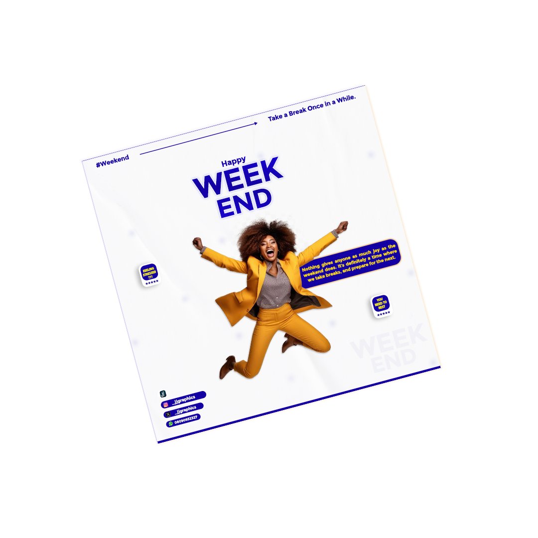 _JJgraphics's tweet photo. I hope you had a great week.
Try to relax this weekend. Go out, have some fun π
#weekend #work #saturday #blue #flyer #socialmediadesign #blueisthenewblack #clean #minimal #orange #white #joy #vibrant #Relaxation #rest #glad #weekendvibes #ladyinorange https://t.co/pnKaMJMLuS