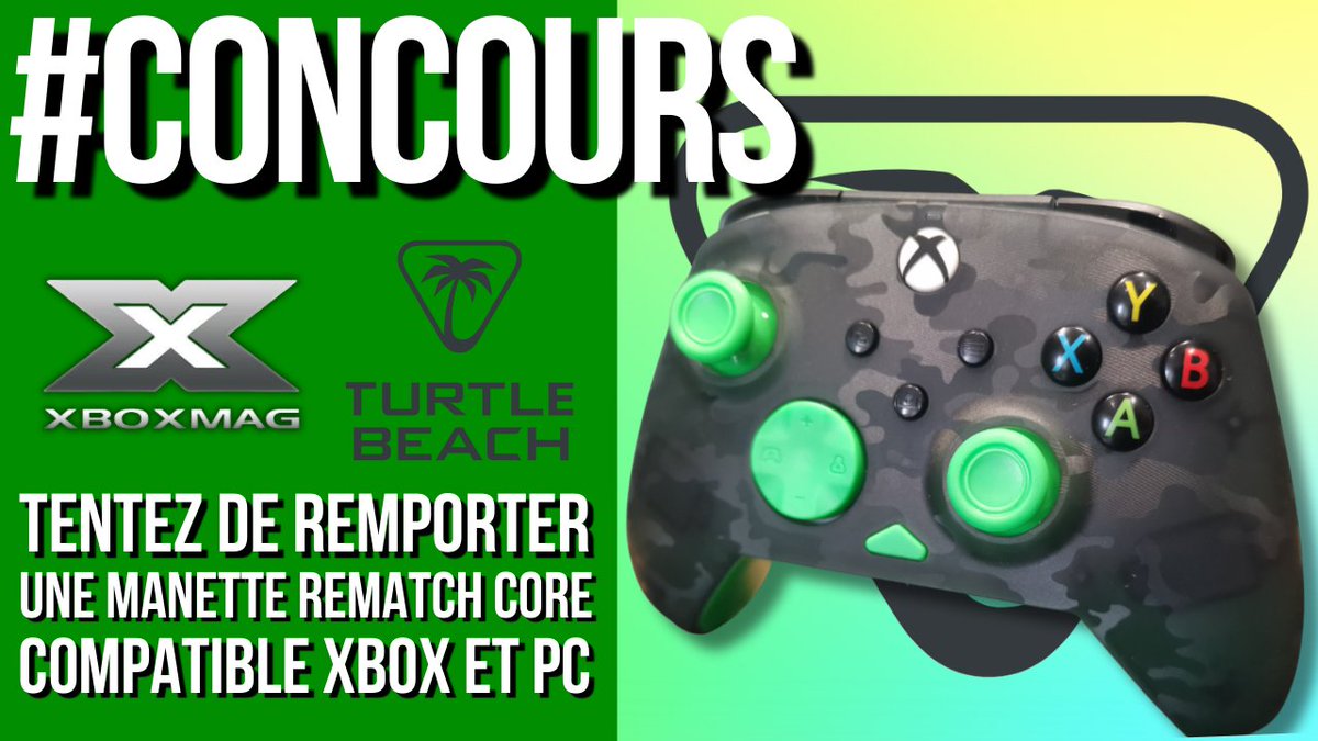 Consoles_Mag's tweet photo. ⚫️🎁 NOUVEAU CONCOURS ! A l'approche du Xbox Games Showcase 2025, tentez de gagner une manette Rematch Core de Turtle Beach 🎮

Pour participer :
🍀 RT+ Follow @XboxMag
🍀 Follow @TurtleBeachFR
🍀 Tag un.e ami.e (ou plus)

📅 TAS le 08/06
#giveaway #concours https://t.co/DTtrNlPBEh