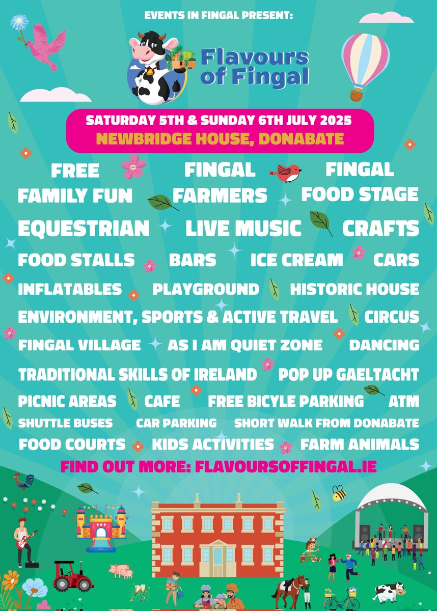 Events in Fingal (@eventsinfingal) on Twitter photo Events In Fingal presents 'Flavours Of Fingal'
Saturday 5th & Sunday 6th July
Newbridge House Donabate
This is Ireland's largest summer family event with 2 amazing days of music, entertainment, farming, food, sport & fun!
flavoursoffingal.ie
<a href="/Fingalcoco/">Fingal County Council</a> Events In Fingal presents 'Flavours Of Fingal'
Saturday 5th & Sunday 6th July
Newbridge House Donabate
This is Ireland's largest summer family event with 2 amazing days of music, entertainment, farming, food, sport & fun!
flavoursoffingal.ie
<a href="/Fingalcoco/">Fingal County Council</a>