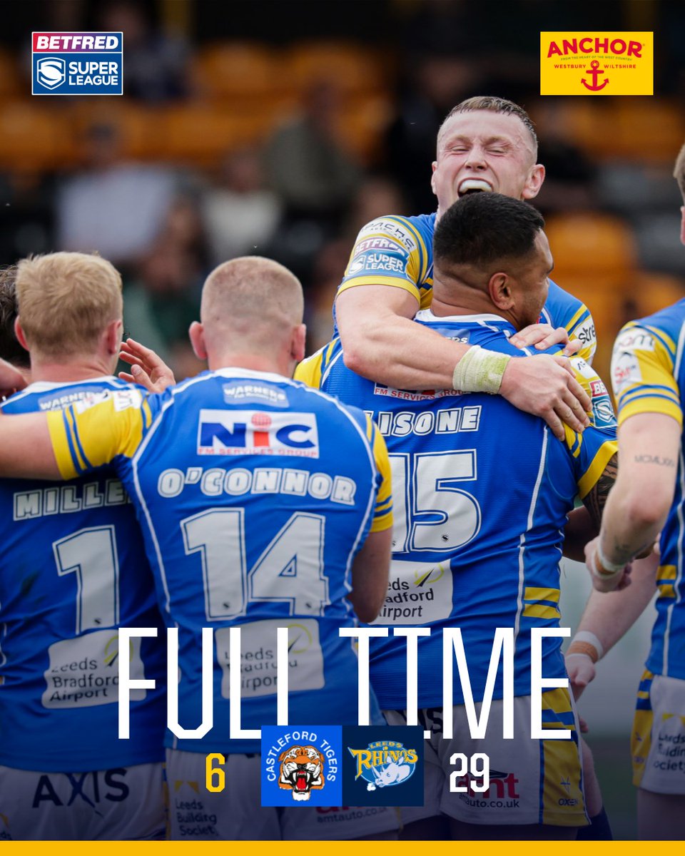 FULL TIME | Sorry about that Rhinos fans, it appears X has had a few problems!

Nevertheless, job done in Castleford as Sam Lisone and Harry Newman both scored second tries to get us a 29-6 win!
