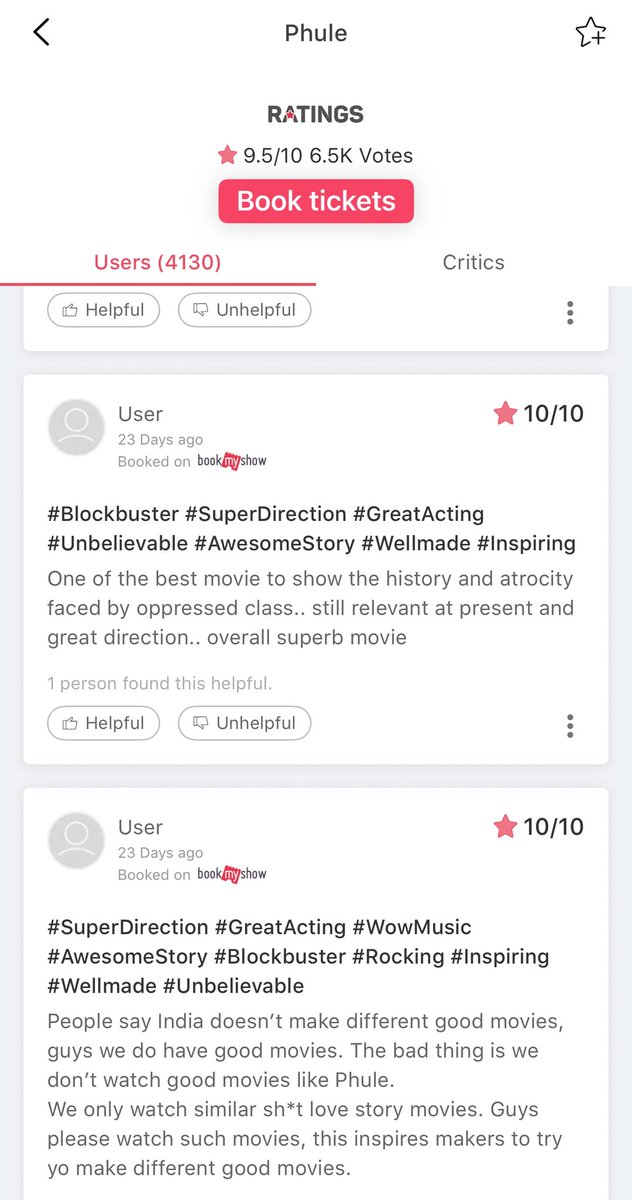 ANANTH N MAHADEVAN (@ananthmahadevan) on Twitter photo Audiences all praise for PHULE . Check out their reviews on Bookmyshow. Over 4000responses with a rating of 9.5/10 <a href="/girishjohar/">Girish Johar</a> <a href="/riteshkudecha/">ritesh kudecha</a> <a href="/pratikg80/">Pratik Gandhi</a> <a href="/Patralekhaa9/">Patralekhaa</a> Audiences all praise for PHULE . Check out their reviews on Bookmyshow. Over 4000responses with a rating of 9.5/10 <a href="/girishjohar/">Girish Johar</a> <a href="/riteshkudecha/">ritesh kudecha</a> <a href="/pratikg80/">Pratik Gandhi</a> <a href="/Patralekhaa9/">Patralekhaa</a>