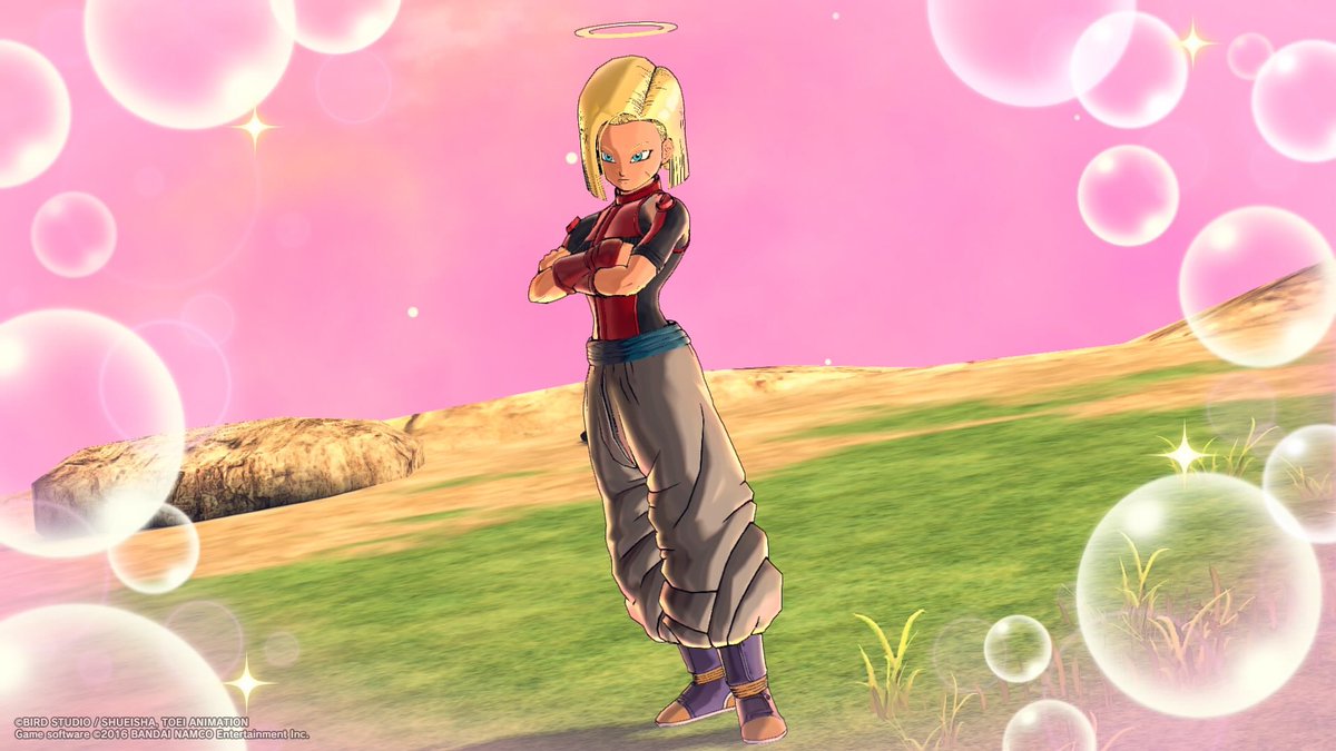ItsBryan730's tweet photo. Name: Brianne 
Race:  Saiyan 
Ultimate attack: Pendulum Bullet

A Female Saiyan than she looks very similar to A18 because she love her personality and her style, although Brianne unfortunately died against Demigra and now use a Halo and a Scar in her face.#DBXV2_SFC25_US https://t.co/3YpqCQmy2R