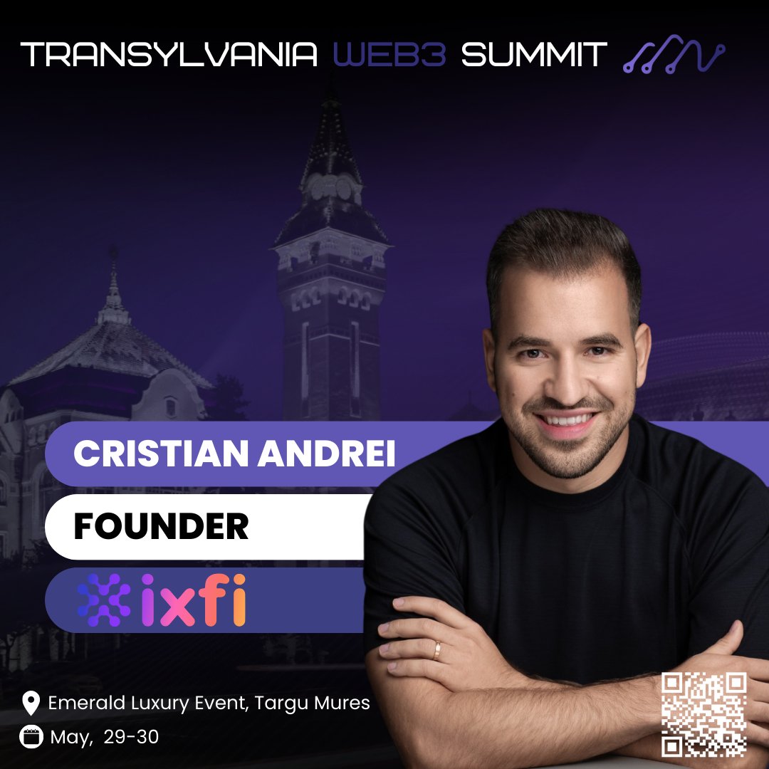 TransylvaniaW3S's tweet image. 💼 Welcome to Cristian Andrei, founder of IXFI, joining us at #TransylvaniaWeb3Summit 2025!
A visionary entrepreneur shaping the future of crypto trading and digital finance.
Glad to have you with us! 🚀 #Web3 #Crypto #IXFI #TransylvaniaSummit @ixfiexchange @CristianIXFI