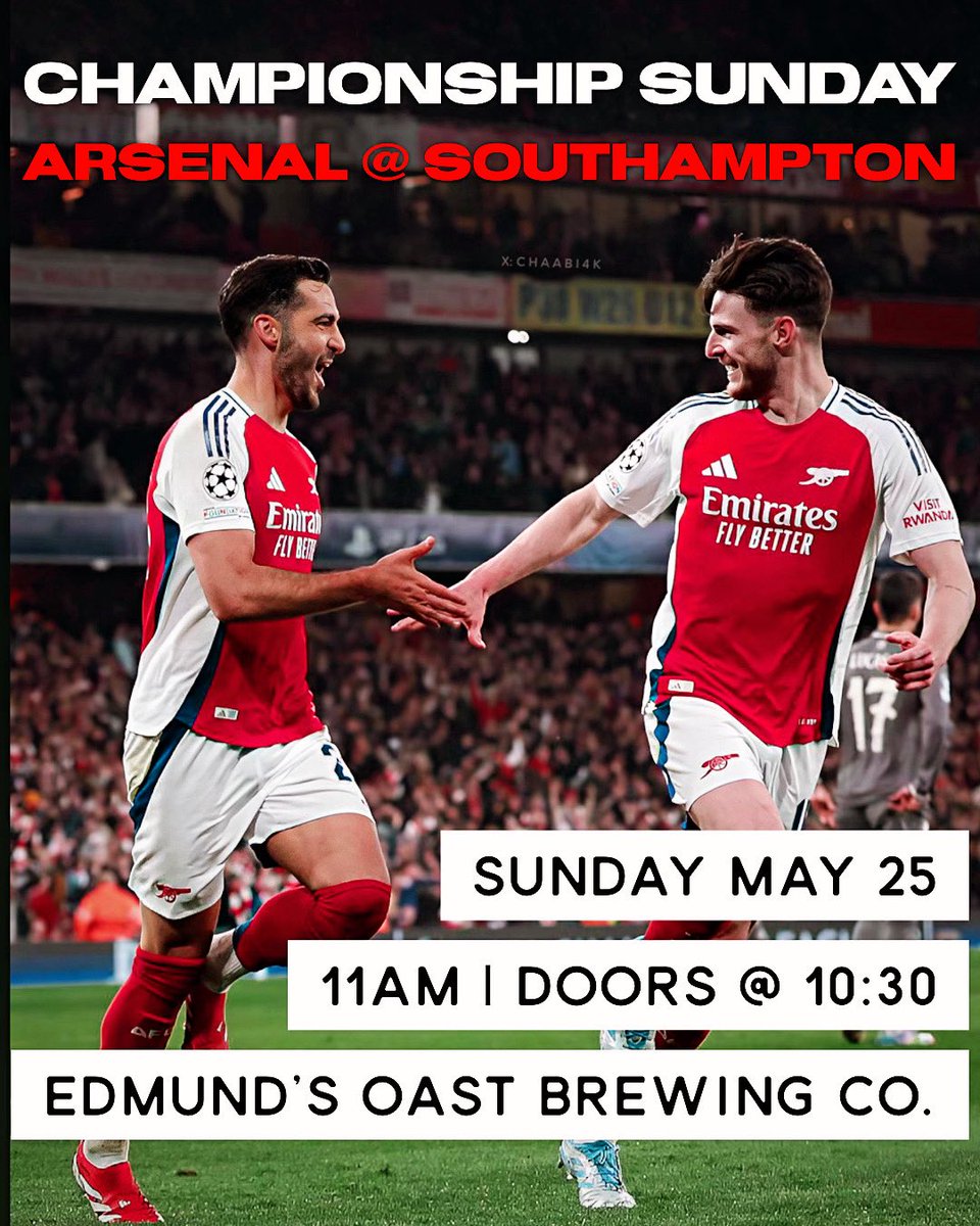 Charsenal (@charsenalgooner) on Twitter photo It’s the final match of the season! Let’s finish strong 💪🏽 because come August, it’s ON. We’ll have halftime raffles, season superlatives, and all the action from <a href="/eobrewingco/">EO Brewing Co.</a> 🍺 ⚽️ Doors open at 10:30AM It’s the final match of the season! Let’s finish strong 💪🏽 because come August, it’s ON. We’ll have halftime raffles, season superlatives, and all the action from <a href="/eobrewingco/">EO Brewing Co.</a> 🍺 ⚽️ Doors open at 10:30AM