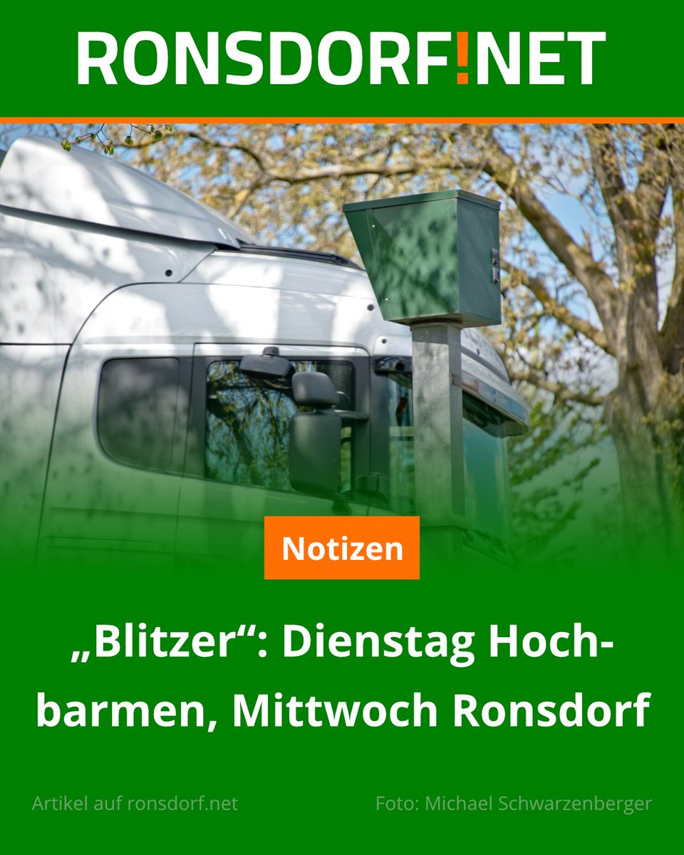 Auch auf den Wuppertaler Südhöhen ist das städtische Ordnungsamt in der Himmelfahrtswoche wieder aktiv.

Zum Artikel geht es hier:
ronsdorf.link/f8d4j

#Wuppertal #Ronsdorf #Hochbarmen #Blitzer #Radarkontrollen #Straßenverkehr #Verkehrssicherheit #Ordnungsamt #NichtRasen