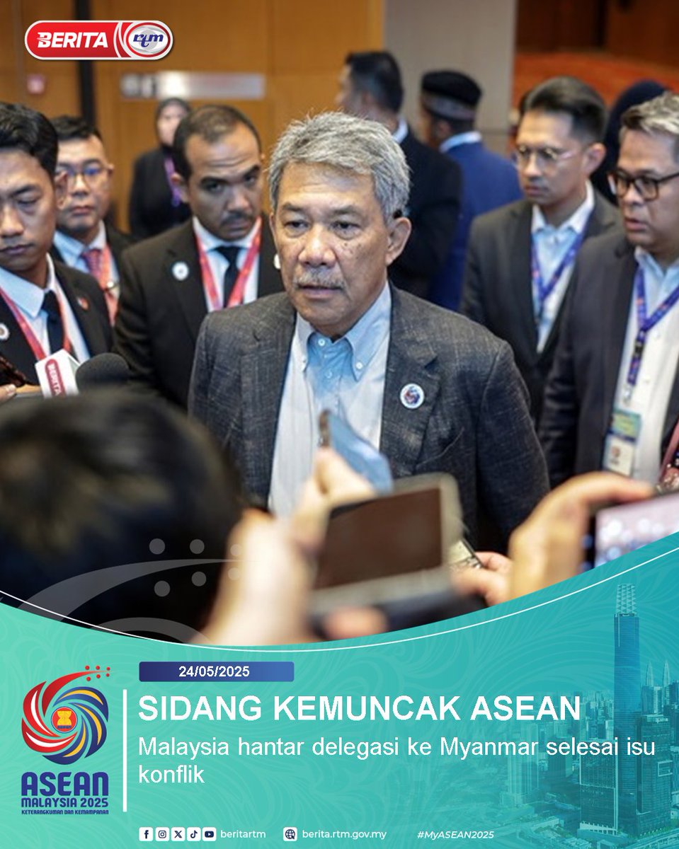 Malaysia akan menyampaikan permintaan pemegang taruh kepada kepimpinan Majlis Pentadbiran Negara (SAC) Myanmar.
berita.rtm.gov.my/nasional/senar… 

'Yang sahih di Berita RTM'
#RTM #BeritaRTM #MalaysiaMADANI #taatsetia