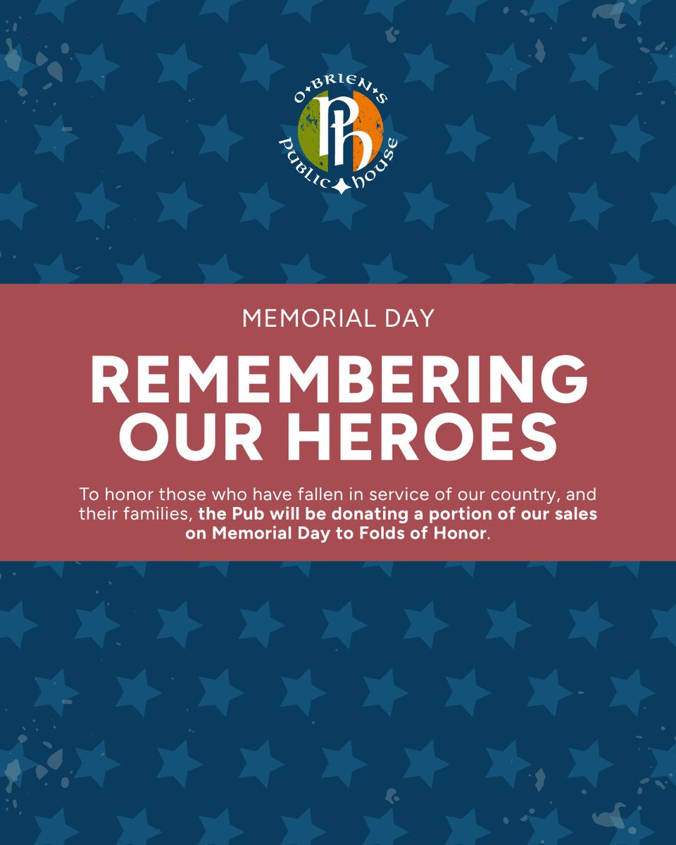 On Memorial Day, we’ll pause to honor and remember the brave men and women who made the ultimate sacrifice for our country. 🇺🇸

To show our gratitude, we will be donating a portion of our sales to Folds of Honor supporting the families of fallen and disabled service members.