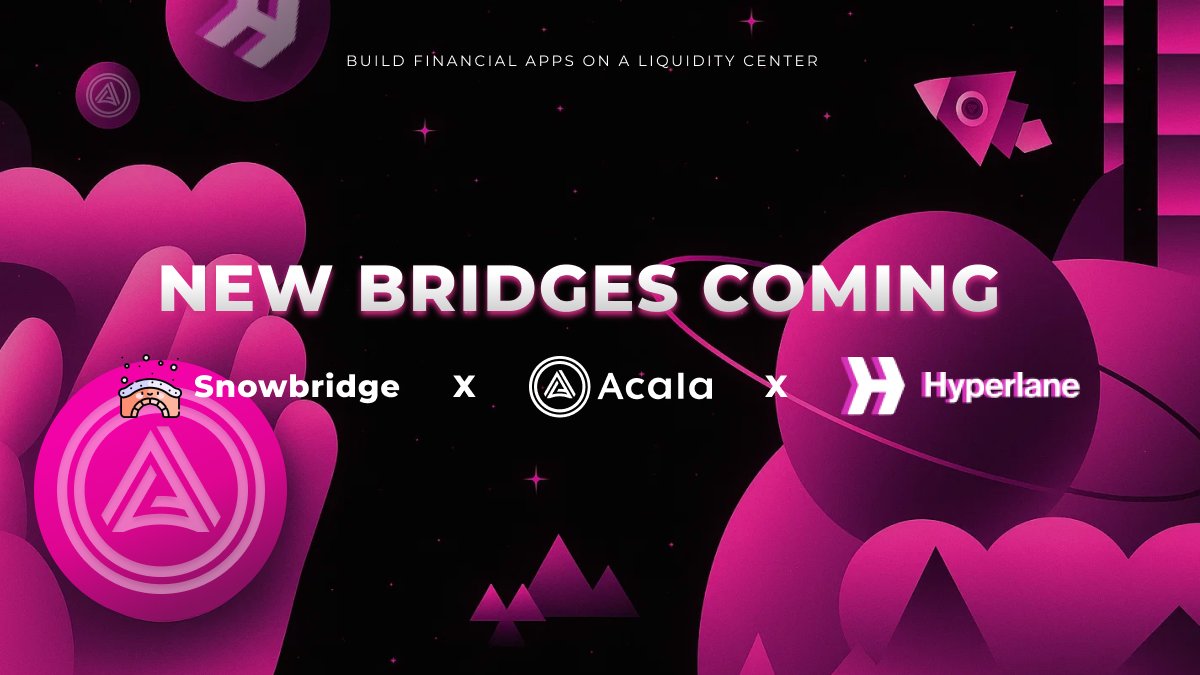 Nollydear1's tweet photo. New bridges are coming to Acala!

We’re excited to welcome @_snowbridge and @hyperlane, two powerful bridge protocols that expand Acala’s multichain connectivity and unlock more liquidity routes for developers and users.

More access. More assets. More possibilities. https://t.co/LDgcmbNUFU