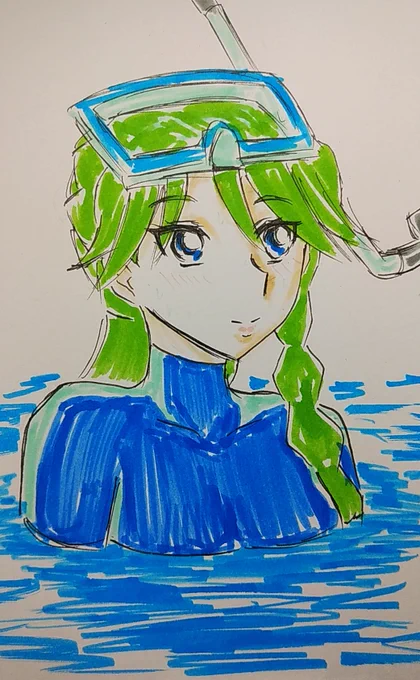 #ゴープリ10周年なので海藤みなみさん3733枚描いてお祝い(513,514,515,516)日付過ぎたけど #スクーバダイビングの日 らくがき。 
