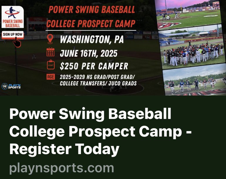 Brian Shipley (@brianwshipley15) on Twitter photo 23 DAYS AWAY! Power Swing Baseball College Prospect Camp June 16-W&J College!100 colleges/Scouts expected!
Uncommitted Players! Your best chance of getting seen! HS Grads 25-26/JUCO/Transfers!
PowerSwingBaseball.com
@playnsports <a href="/BUncommitted/">Baseball_Uncommitted</a> <a href="/tweetmycamp/">College Baseball Camps</a> <a href="/bbconnectionInt/">Baseball Connection š</a> 23 DAYS AWAY! Power Swing Baseball College Prospect Camp June 16-W&J College!100 colleges/Scouts expected!
Uncommitted Players! Your best chance of getting seen! HS Grads 25-26/JUCO/Transfers!
PowerSwingBaseball.com
@playnsports <a href="/BUncommitted/">Baseball_Uncommitted</a> <a href="/tweetmycamp/">College Baseball Camps</a> <a href="/bbconnectionInt/">Baseball Connection š</a>