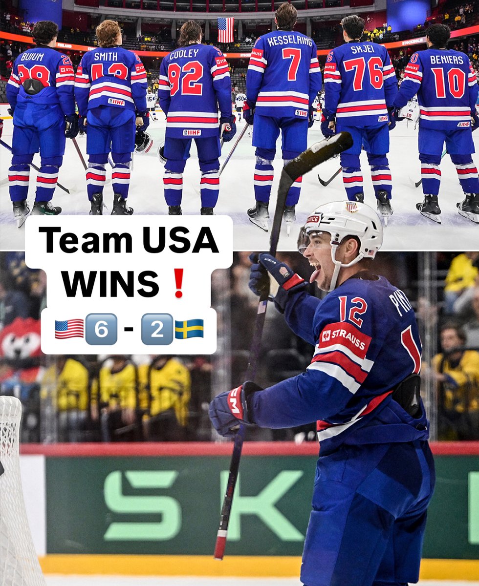 espn's tweet image. PLAY FREE BIRD 🦅

Team USA is back in the gold medal game at the Mens Worlds for the first time in 91 years 🇺🇸 
(via @usahockey)