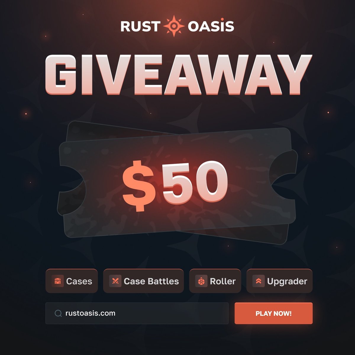 🔥CRYPTO GIVEAWAY  

🎁 $50 Giveaway 

📢To Enter Giveaway :

✅ Follow <a href="/barfires/">barfires</a> &amp; <a href="/rustoasiscom/">RustOasis</a>
✅ Retweet + Like
✅Join discord discord.gg/CdS5phSArk (Show Proof)

⏰ Giveaway ends in 7 day   

#CSGOGiveaway #cs2giveaway #cs2 #Giveaway #CryptoGiveaway #Steam #BTC