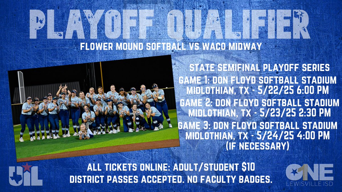 Lewisville ISD Athletics (@lisdsports) on Twitter photo Good luck to <a href="/FMSoftball/">FMHS Jaguar Softball</a> in game three today against Midway! Winner will advance to the state championship game next week! Let's go Jags! Good luck to <a href="/FMSoftball/">FMHS Jaguar Softball</a> in game three today against Midway! Winner will advance to the state championship game next week! Let's go Jags!
