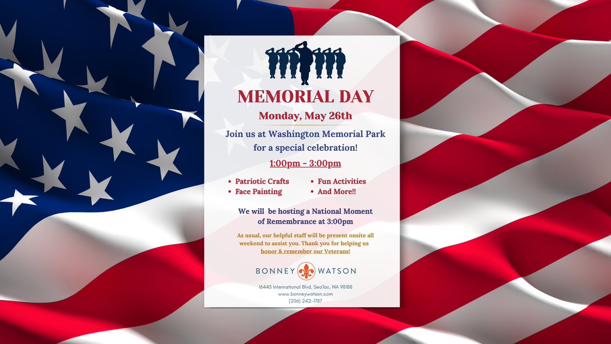 B-Town (Burien) Blog (@btownblog) on Twitter photo SPONSORED REMINDER: <a href="/bonneywatson/">Bonney-Watson</a> will host Memorial Day event honoring Veterans this coming Monday, May 26: b-townblog.com/reminder-bonne… #burien #buriennews #seatac #memorialday SPONSORED REMINDER: <a href="/bonneywatson/">Bonney-Watson</a> will host Memorial Day event honoring Veterans this coming Monday, May 26: b-townblog.com/reminder-bonne… #burien #buriennews #seatac #memorialday