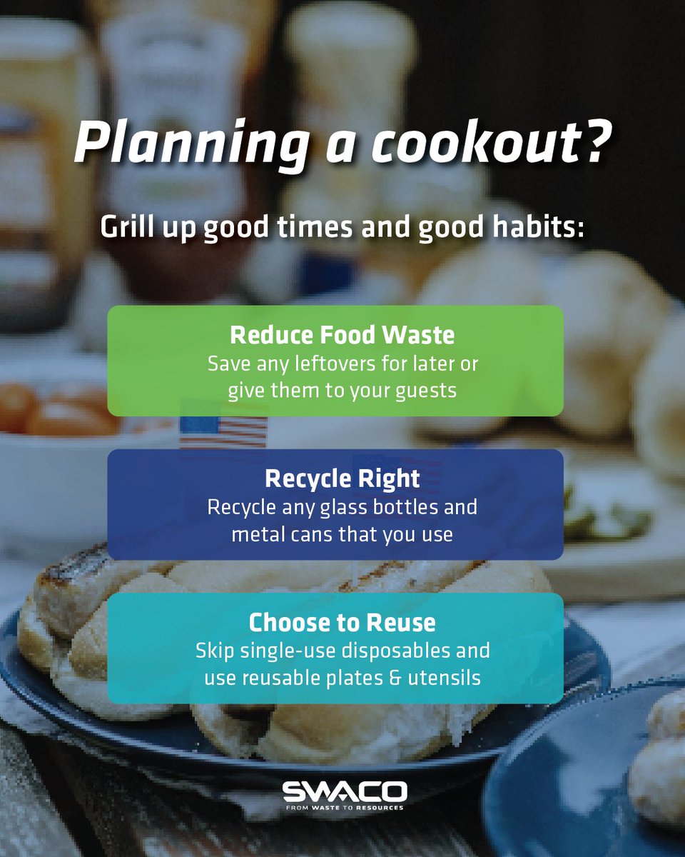 Memorial Day is the perfect time to fire up the grill and enjoy good company—just don’t forget the environment while you’re at it! 🌎💚

#SWACO #MemorialDay #Cookout #Choose2Reuse #SaveMoreThanFood #RecycleRight